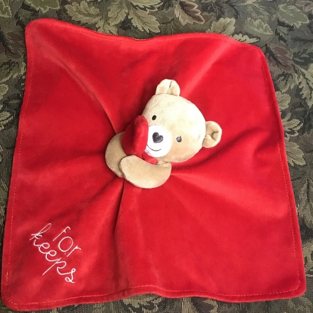 Carters Child of Mine Red Satin‎ Bear Lovey Security Blanket Rattle 
